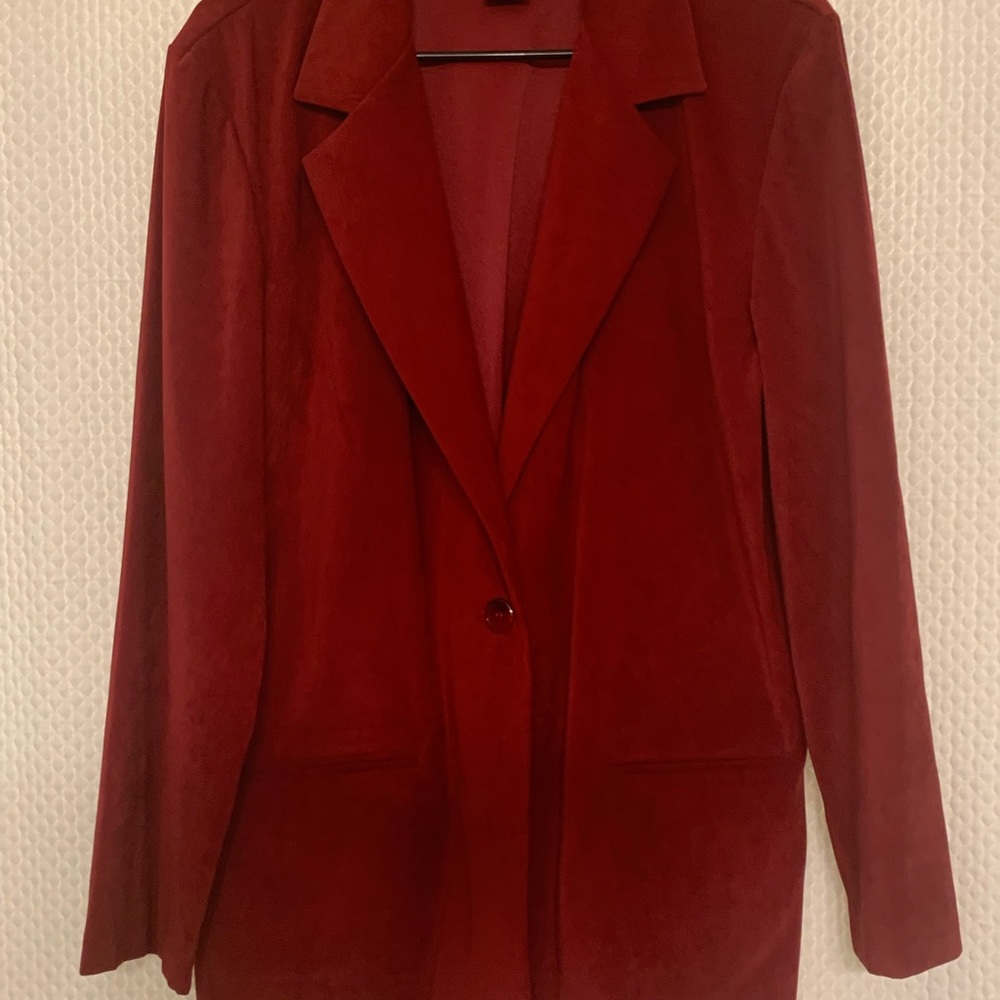 Long blazer faux red suede